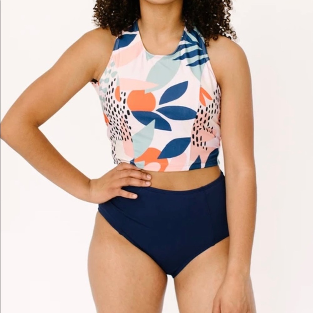 Lime ricky cross back swim suit top
